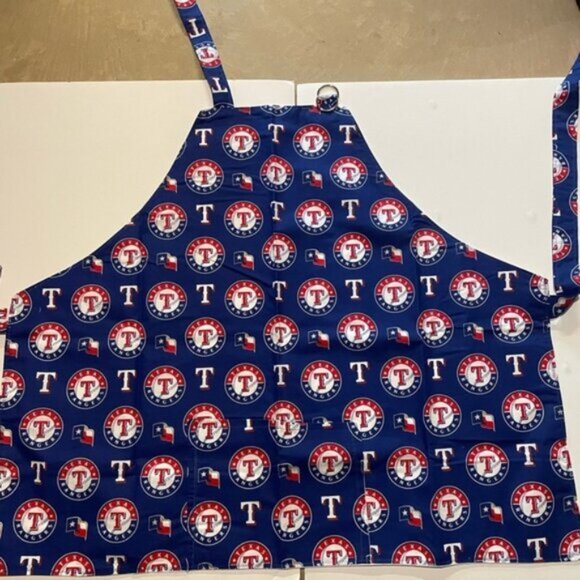 Barbeque Blue Apron with Texas Rangers Logo - Picture 1 of 3
